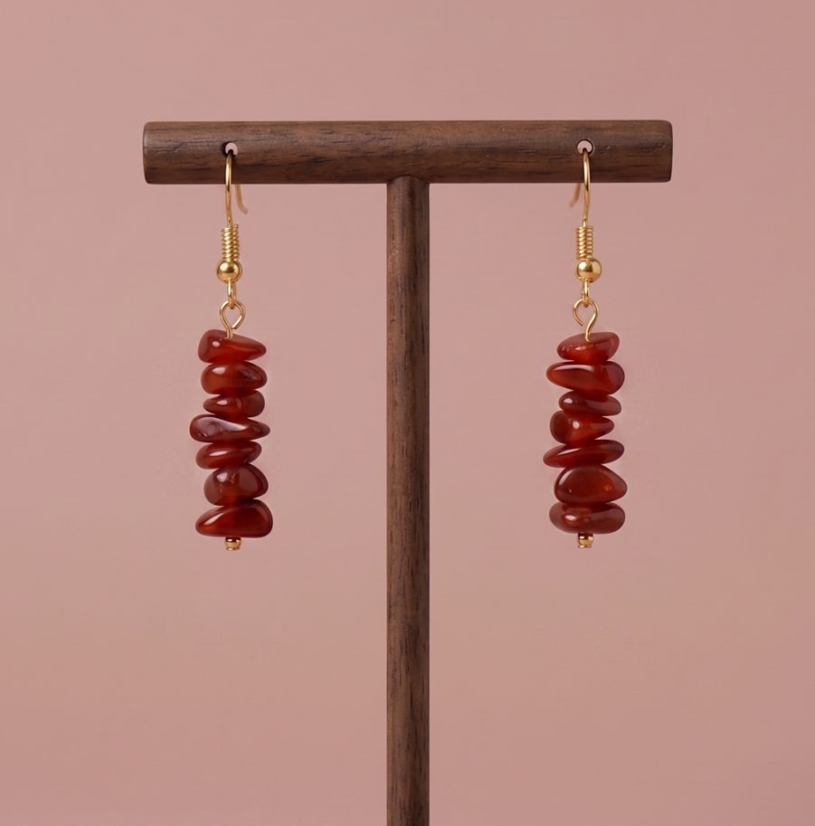 The Stone Stack Earrings red